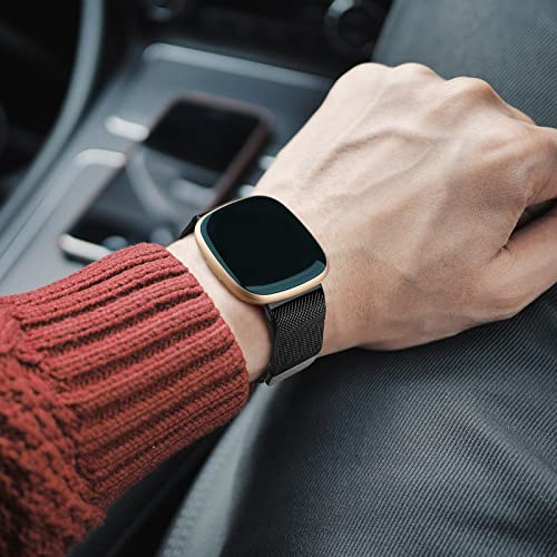 Vanjua Metal Band for Fitbit Sense 2,Sense Bands, Fitbit Versa 4,Versa 3 Bands Women Men,Versa 4 Smartwatch (Small, Black)
