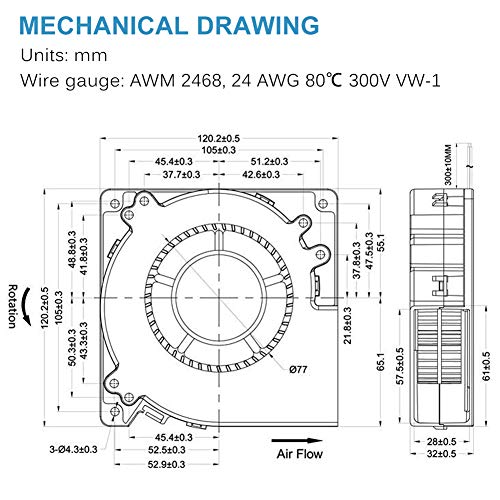 GDSTIME 120x120x32mm 120mm 12V Dual Ball Bearings DC Brushless Cooling Blower Fan for Receiver DVR Xbox Modem AV Cabinet Cooling