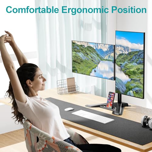 MOUNT PRO Dual Monitor Stand, Free-Standing Full Motion Monitor Desk Mount Fits 2 Screens up to 27 inches,17.6lbs with Height Adjustable, Swivel, Tilt, Rotation, VESA 75x75 100x100, Black