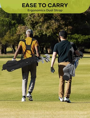 Small Golf Bag, 3 Divider Fit Up to 8 Clubs, Golf Stand Bag with Rain Cover, Easy to Carry and Durable Pitch n Putt Golf Bag, Lightweight Golf Bag with Strap and Stand for Men n Women