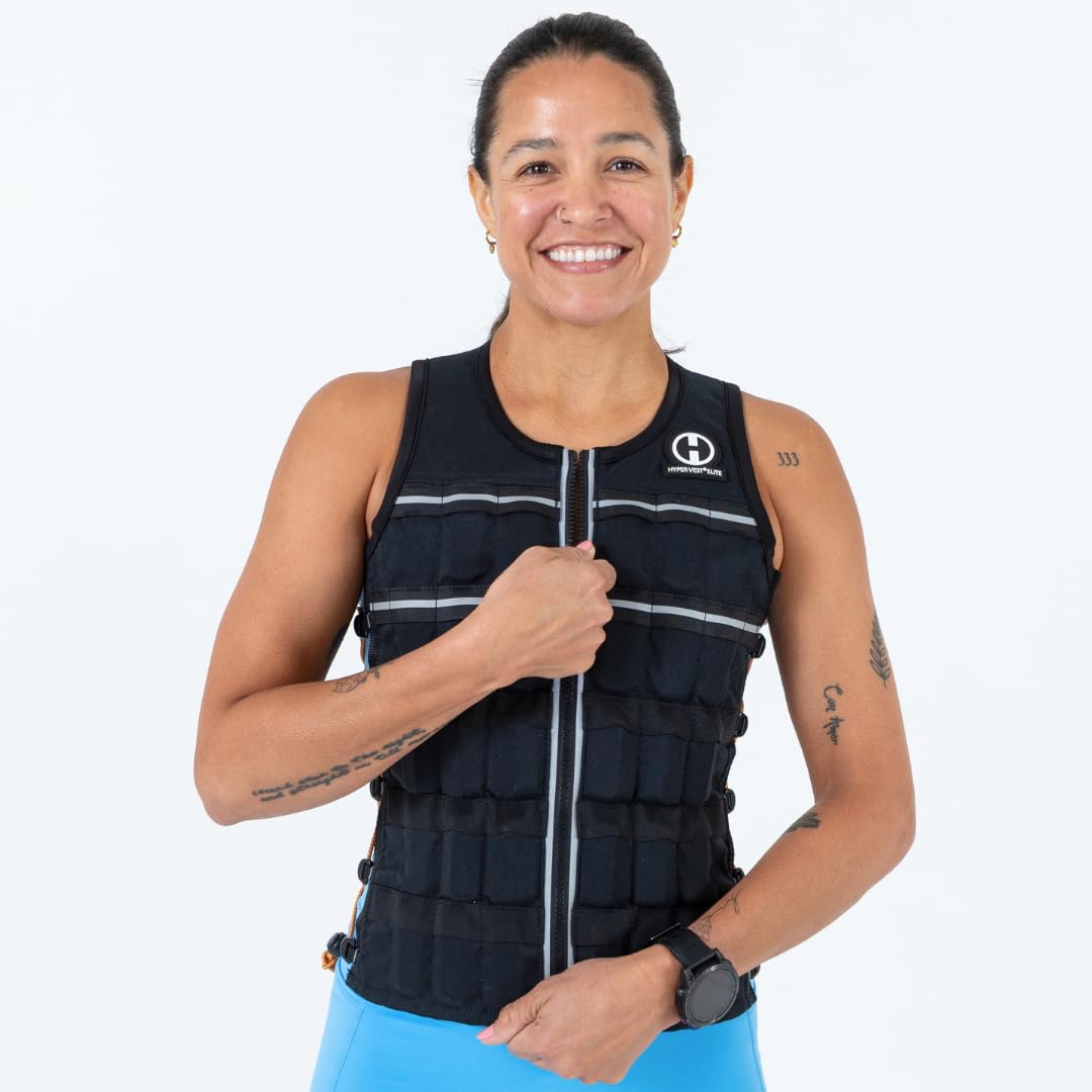 Hyperwear HyperVest ELITE Adjustable Weighted Vest for Women and Men — 20 lb Thin Steel Weights, Stretch CORDURA Fabric — Weight Vest for Walking, Running, Strength Training — Large Size, Jet Black