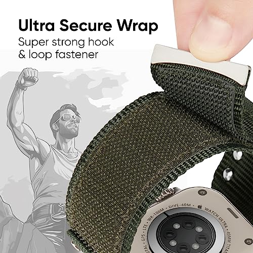 Suitisbest Sport Band Compatible for Apple Watch Ultra 2 Band/Apple Watch Ultra Band 49mm 45mm 44mm 42mm for Men, Ultra Wide Nylon Sport Strap Wristband for iWatch Ultra Series 9 8 7 6 5 4 3 SE