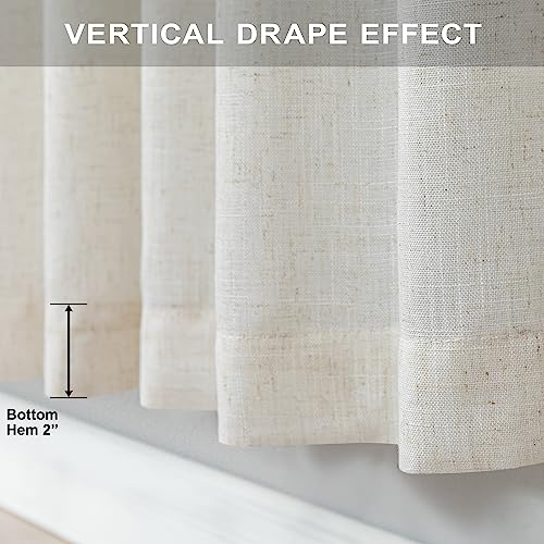 Pitalk Light Grey Linen Curtains 102 Inches Long for Living Room 2 Panels Set Back Tab Pocket Large Window Drape Semi Sheer Dove Silver Gray Curtain 102 Length for Patio Sliding Door Bedroom Farmhouse