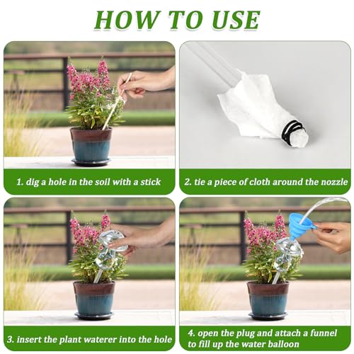 Plant Watering Globes -4 Pcs Self Watering Planter Insert-9 Inch Iridescent Glass Transparent Mushroom Plant Watering Devices- Easy Refill Design With -Indoor and Outdoor Plants Best Giving