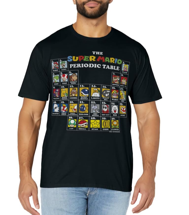 Super Mario Periodic Table Of Characters Graphic T-Shirt