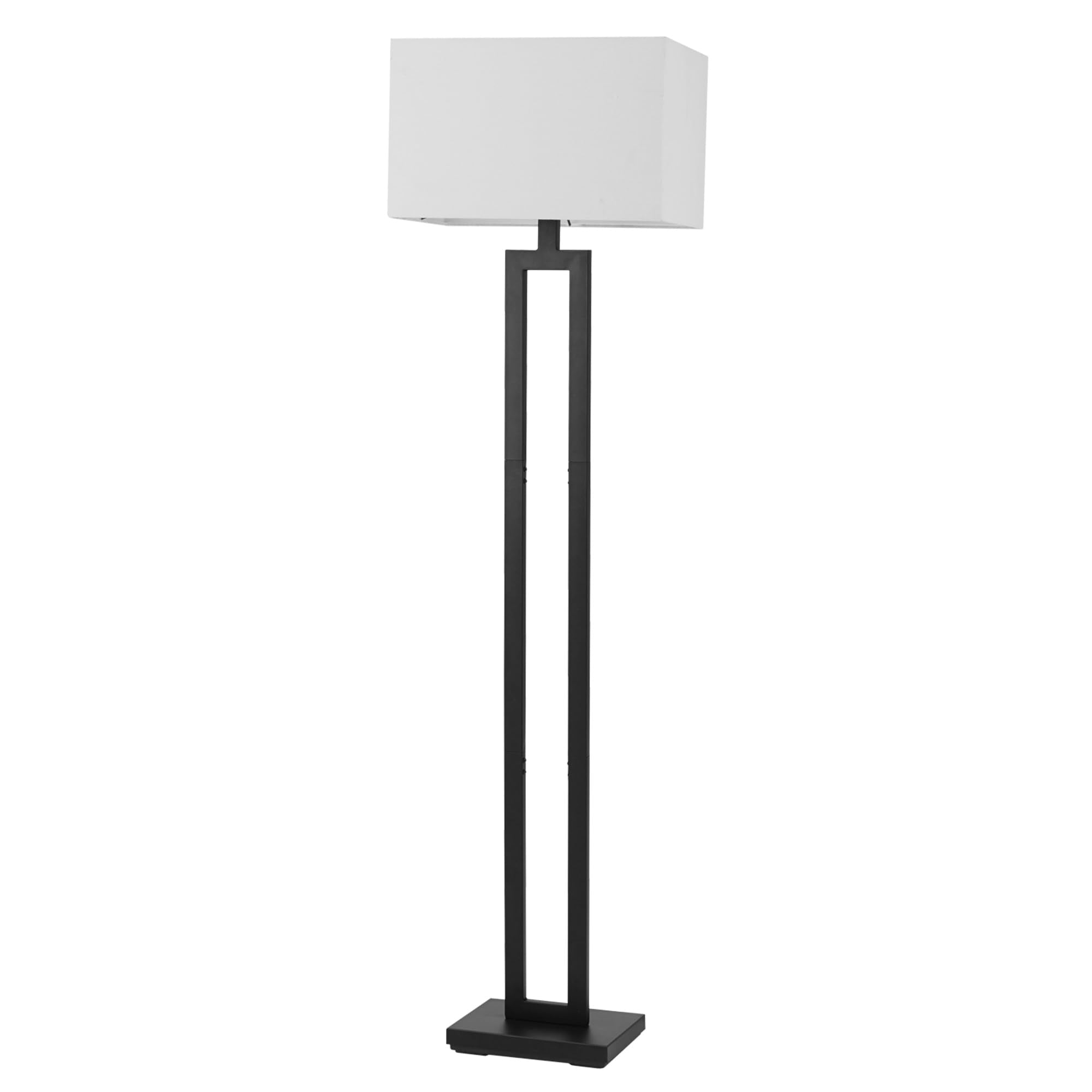 Globe Electric 67046 58" Floor Lamp, Matte Black, White Linen Shade, On/Off Socket Rotary Switch, Standing, Living Room Decor, Bedroom, Tall, Corner Light