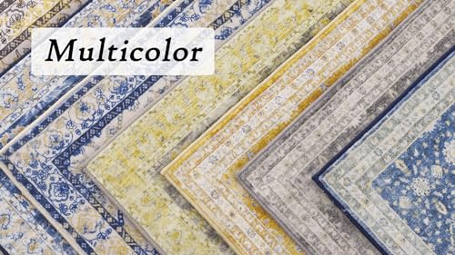 Carvapet Boho Floral Small Area Rug - 2x3 Entry Rug Non-Slip Bohemian Vintage Washable Indoor Door Mat, Throw Rug for The Bedroom, Entryway, or Bathroom(2x3,Blue)