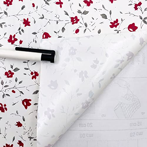 Yifasy Red Floral Shelf Liner 9.8ft Roll Peel and Stick Furniture White Shelving Paper Bedroom Wallpaper Drawer Sticker (S-118.1x17.7 Inch)