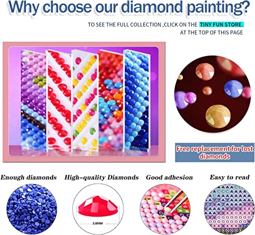TINY FUN Diamond Painting Kits for Adults - Dog diamond Art Kits for Beginner, DIY Full Drill Paintings with Diamonds Gem Art Crafts for Adults Home Wall Decor Gifts (12X16 Inch)