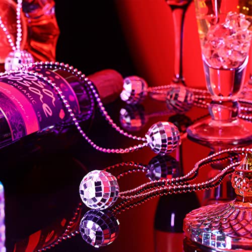 Sureio 20 Pcs Mirror Disco Ball Necklaces Silver Hanging Balls Ornament 70s Disco Party Necklaces Mini 70s Jewelry Party Favor Decoration Costume Accessories for Dance Supplies(0.79 Inch)