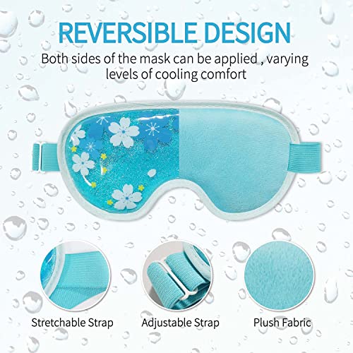 Ice Eye Mask Gel Cooling Eye Mask Reusable Cold Eye Mask for Puffy Eyes, Eye Ice Pack Eye Mask with Soft Plush Backing for Dark Circles, Migraine, Stress Relief (1PCS,Blue)