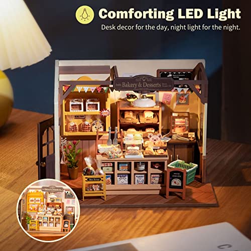 Rolife DIY Miniature Dollhouse Kit 1/24 Scale Candy House with LED Room Making Kit Craft Hobby Kit Gifts for Boys Girls