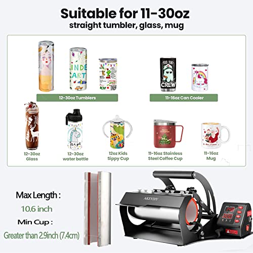 Upgraded 8 in 1 Heat Press Machine 12x15 Inch Heat Transfer Machine w/Tumbler Press 360-Degree Swing Away Multifunction Digital Sublimation Heat Press for T Shirt Mug Hat Plate for Commercial Home