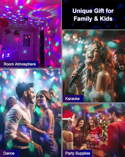 Luditek 2-Pack Sound Activated Party Lights with Remote Control Dj Lighting, Disco Ball Light, Strobe Lamp for Home Room Dance Parties Supplies Birthday Christmas Halloween Party Decorations