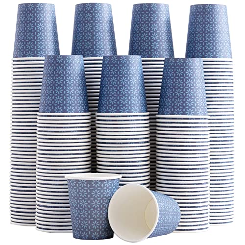 Clawsoff 300 Pack 5oz Paper Cups, Disposable Bathroom Navy Floral Small Mouthwash Cups 5 OZ for Barth, Parties, Picnics, Barbecues, Travel and Events.