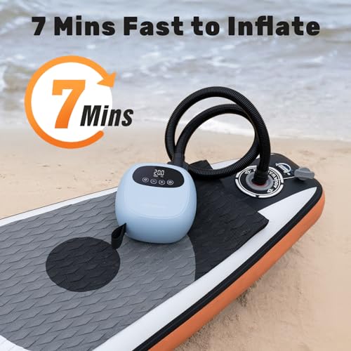 dwndpump Electric Paddle Board Pump, Rechargeable 20 PSI SUP Pump, Dual-Stage Inflation and Deflation Sup Air Pump, Portable Electric Pump for Kayaks, Wind Wings, SUPs (Green)