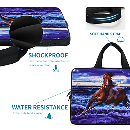 iColor 14 15 15.4 15.6 inch Laptop Bag Case Handle chromebook case Sleeve Computer Protect Case Pouch Holder Notebook Sleeve Neoprene Chromebook Cover Soft Carring Travel Case Blue Sea Turtle ICB-24
