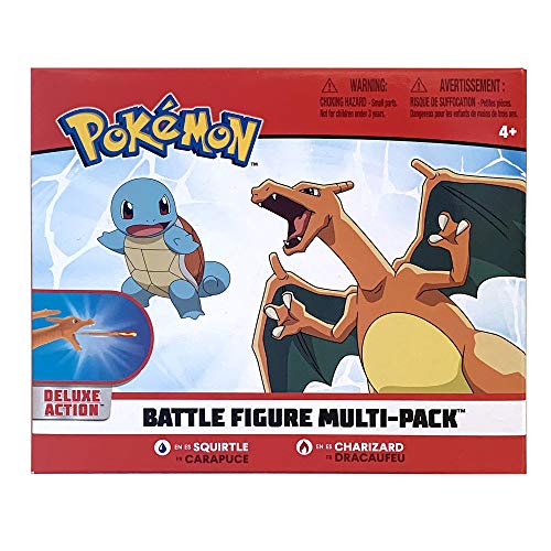 Pokémon Fire and Water Battle Pack - Includes 4.5 Inch Flame Action Charizard and 2" Squirtle Action Figures - Amazon Exclsuive