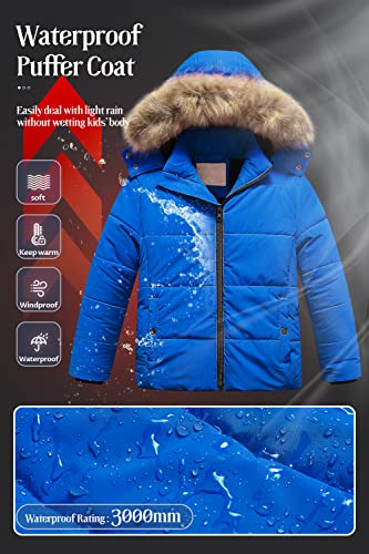 Chrisuno Girls Winter Jacket Kids Coats Teen Girl's Warm Waterproof Puffer Fleece Coat Hooded Thicken Outerwear White 6-7