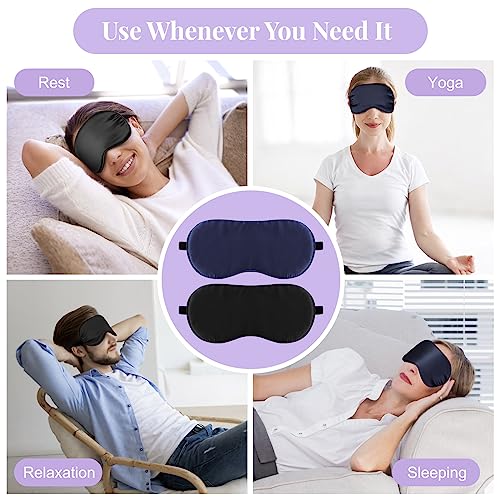 BeeVines Lavender Eye Mask for Dry Eyes, 2 Packs Moist Heat Warm Eye Compress, Microwave Activated Heated Eye Masks, Flaxseed Sleep Mask for Blepharitis, Migraine, Puffy, Pain Relief (Black & Blue)