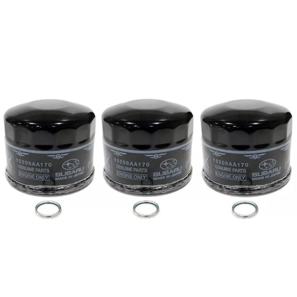 Subaru Set of 3 Oil Filters and Crush Gaskets for 2015-2024 WRX BRZ - 15208AA170 & 803916010 - Genuine OEM