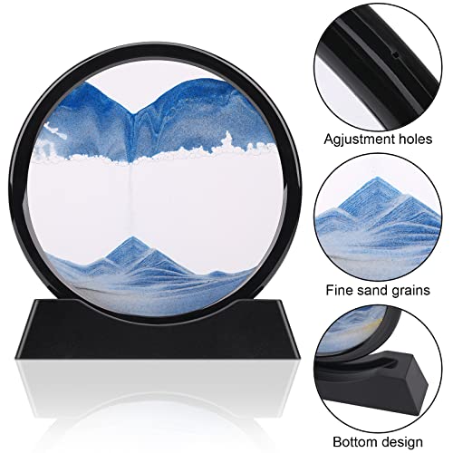 XINBAOHONG Moving Sand Art Picture,Liquid Motion 3D Deep Sea Sandscape in Motion Display Flowing Sand Frame Relaxing Desktop Home Office Work Decor(10 inch) (Black)
