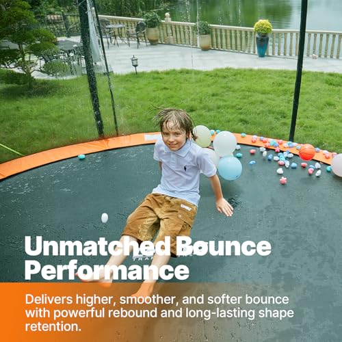 LeJump 14FT Outdoor Trampolines 14FT Springless ASTM Approved Recreational Trampoline with Enclosure Net, Big Trampoline for Adults and Kids