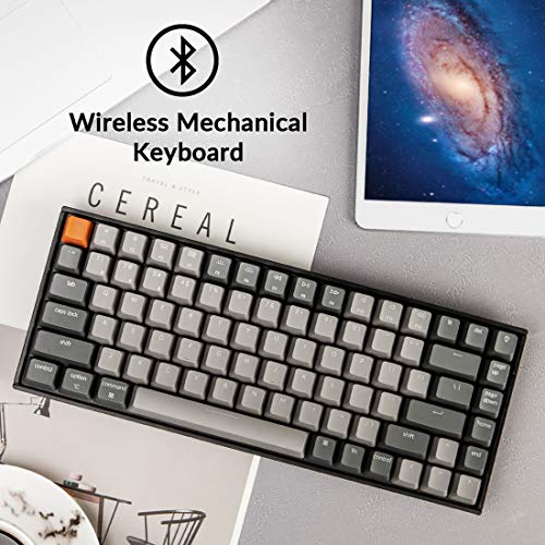Keychron K2 75% Layout Bluetooth Mechanical Keyboard with Gateron G Pro Blue Switch/White LED Backlit/USB C/Anti Ghosting/N-Key Rollover/Compact 84 Key Wireless Keyboard for Mac Windows-Version 2