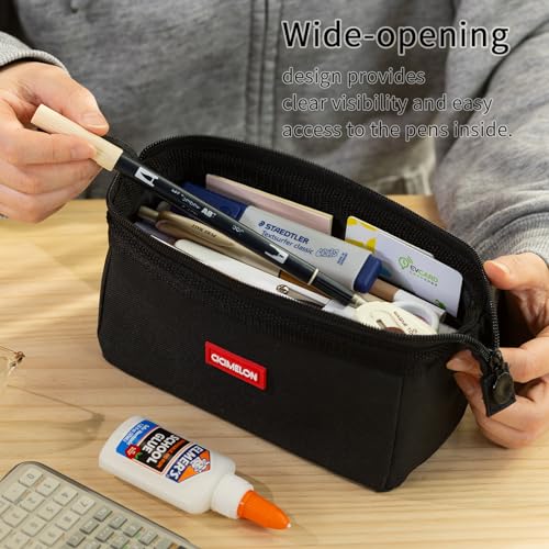 CICIMELON Multifunctional Pencil Pen Marker Case Pouch Bag Holder Small Cute Capacity for High Middle Primary School Student Aesthetic Teen Girl Boy Office Men Women Nurse Adults Portable (Black)