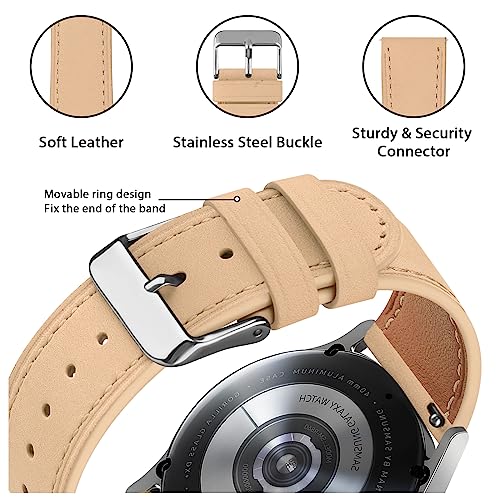 Vancle Leather band Compatible with Samsung Galaxy Watch 5/4 40mm 44mm/Watch 5 Pro 45mm/Galaxy Watch 4 Classic 42mm 46mm Women Men, Leather Strap Replacement for Samsung Galaxy Watch 4/5