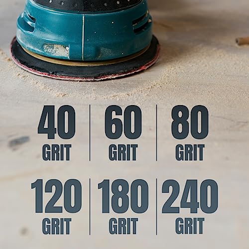 POWERTEC 45506-P3 5-Inch PSA Sanding Disc, 60 Grit, Aluminum Oxide Adhesive Sandpaper for Random Orbital Sander, 1x30 Belt Disc Sander, 60 PK
