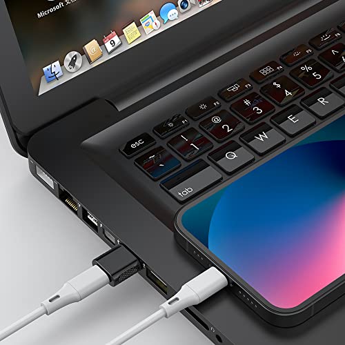 AuviPal USB C Female to USB Male Adapter 2 Pack, USB Type C Cable to USB A Charger Converter for Apple Watch Ultra SE Series 8 7, iPhone 14 13 12 11, AirPods, iPad and More - Black