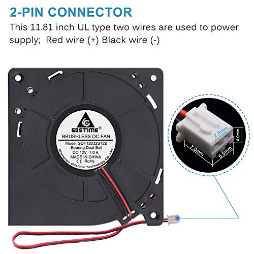 GDSTIME 120x120x32mm 120mm 12V Dual Ball Bearings DC Brushless Cooling Blower Fan for Receiver DVR Xbox Modem AV Cabinet Cooling