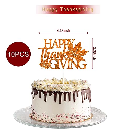 Fall Thanksgiving Day Cake Topper Happy Thanksgiving Day Cake Topper Fall Maple Leaf Cake topper Orange Cake Decorative Party Cake Decoration for Thanksgiving Day