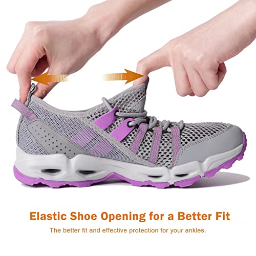 MAINCH Women's Hiking Water Shoes Quick Dry Outdoor Sport Sneakers (Size 11.5, Black)