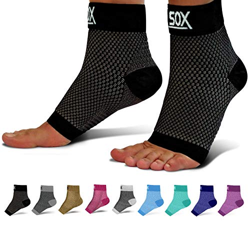SB SOX Ankle Compression Sleeve - Plantar Fasciitis Compression Socks - Best Arch Support for All Day Wear - Relief for Heel Pain and Night Splint Comfort (Black, Small)