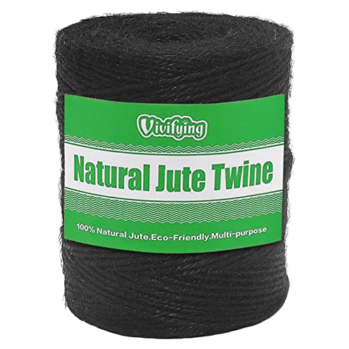 Vivifying 656 Feet Black Jute Twine, Natural 2mm Jute Cord for Crafts, Halloween Wrapping, Garden (Black)