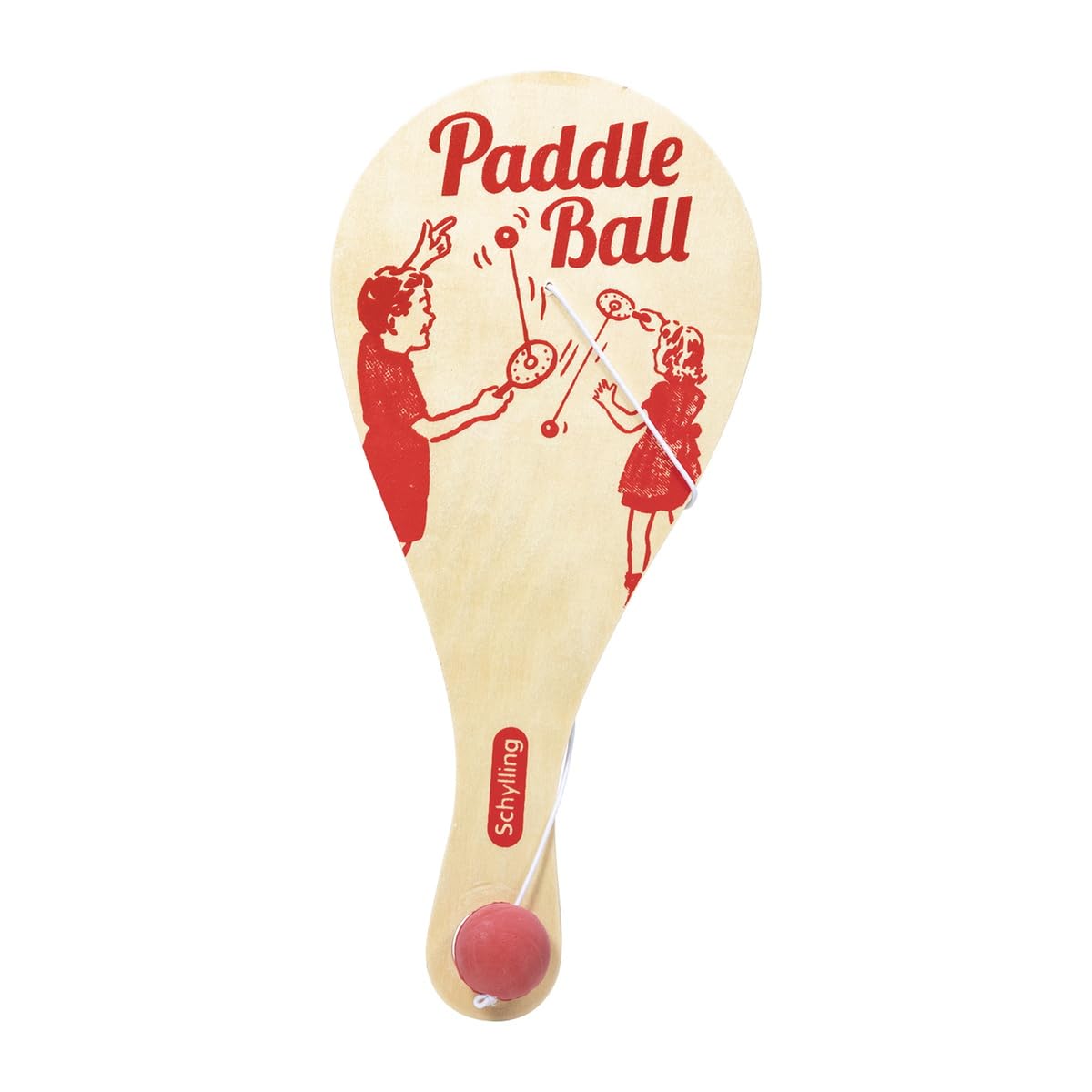 Schylling Paddle Ball - Classic Game Made with Real Wood - Ages 5 and Up - One Piece