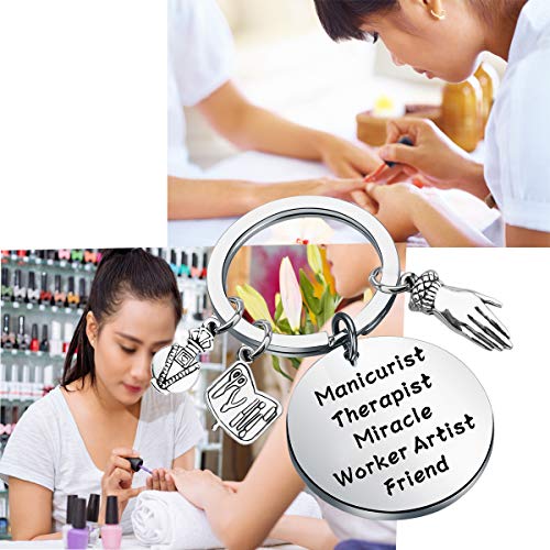 BEKECH Manicurist Gift Nail Tech Gift Manicurist Therapist Miracle Worker Artist Friend Keychain