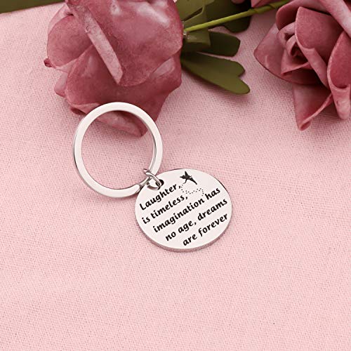 LQRI Womens Tinkerbell Jewerly Gift Laughter is Timeless Imagination Has No Age Dreams Are Forever Keychain Fairy Gifts for BFF Best Friends Sisters Daughters (Laughter is timeless)