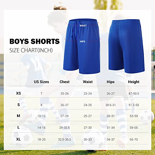 TYCTOS Boys Athletic Shorts Elastic Basketball Shorts Quick Dry Kids Youth Shorts Sports Soccer Shorts for Boys with Pockets Black&Black&Dark Gray&Darkgray&Navy&Navy&Light Gray X-Small