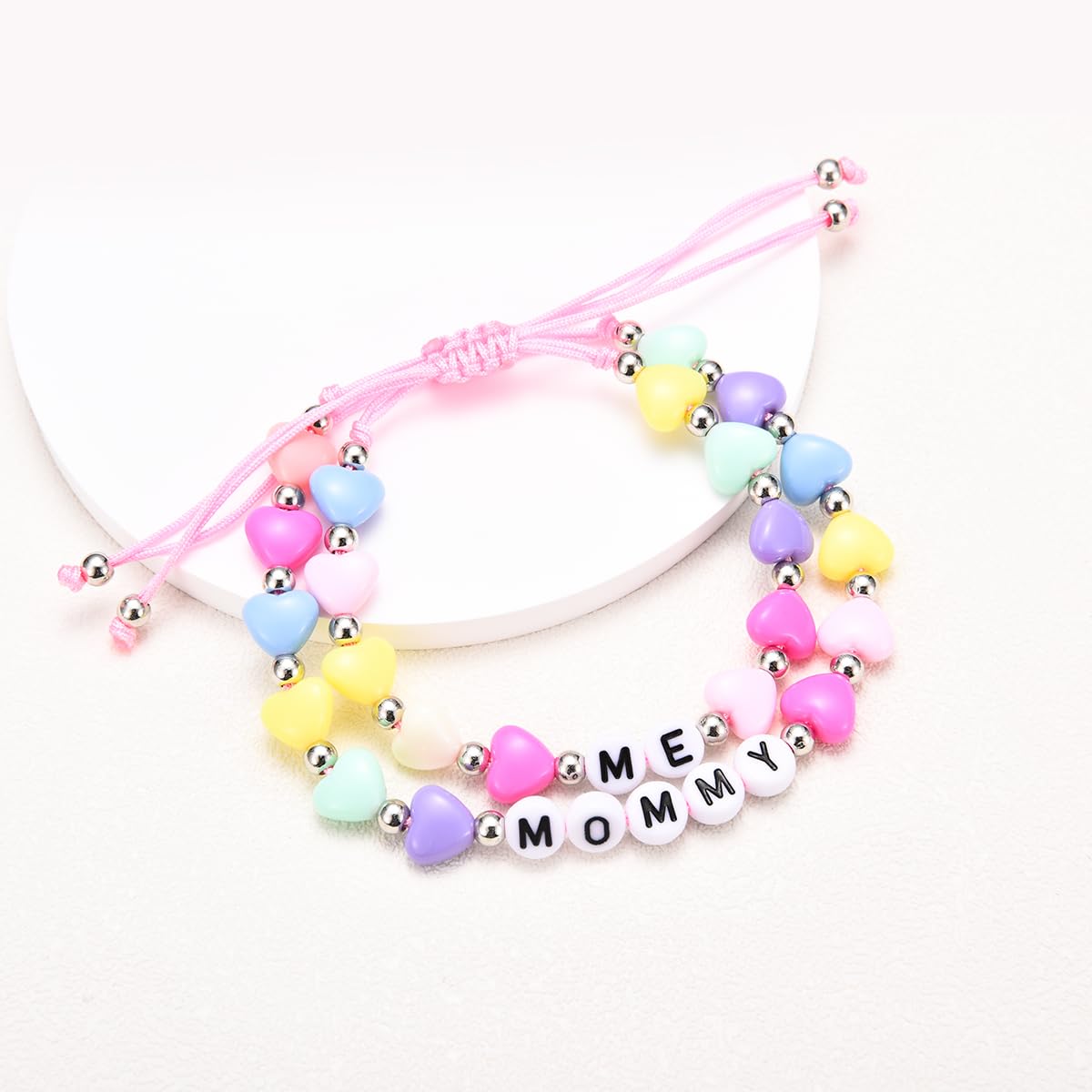IKIATY First Day of Preschool Bracelet Gifts, First Day of School Prek Bracelet Mommy and Me, Mother Mom and Daughter Heart Bracelets Set 2, Back to School Gifts for Girls Daughter