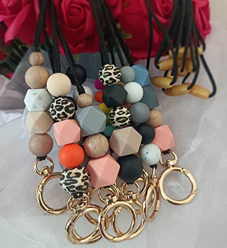 Cute Silicone Beaded Teacher Lanyard Necklace Key Lanyard Keychain Id Holder Teacher Lanyards for Id Badges and Keys for Women Employees Students