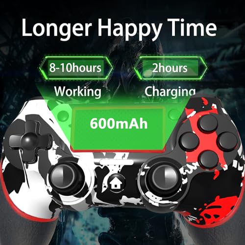 SZYUYU Wireless Controller for Ps4 Romote Compatible with Ps4/Slim/Pro/Windows PC, Controller for Ps4 with 3.5mm Audio Jack, Touch Pad,Six Axis Motion Control, Charging Cable (Flame White)