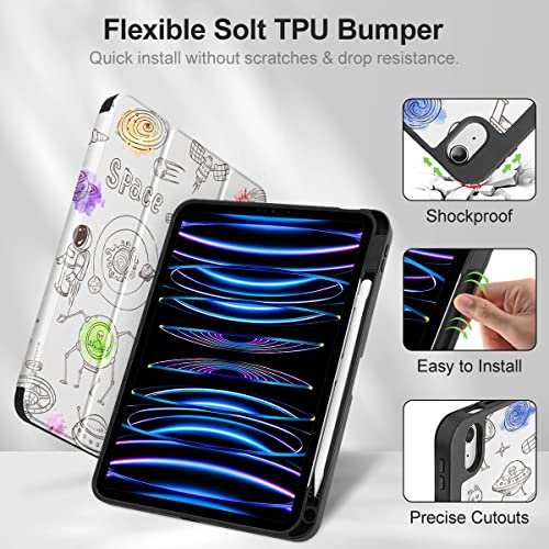 Tuiklol Case for iPad Air 6th Generation 11inch 2024 / iPad Air 10.9 inch 5th 4th Gen 2022 2020 Release with Pencil Holder, Slim Protective Auto Sleep/Wake Trifold Stand Tablet Cover,Leopard