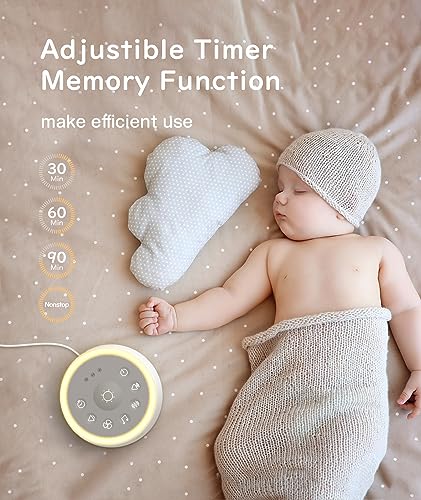 Dreamegg D1 Sound Machine - White Noise Machine with Baby Night Light for Sleeping, High Fidelity Sounds, Timer & Memory Feature, Sound Machine for Baby Adults, Home, Office, Travel (White)