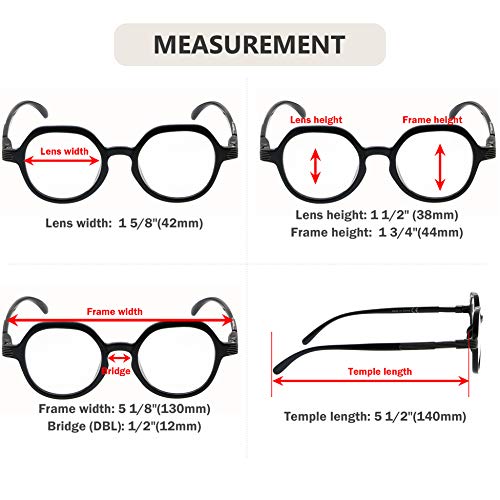 Eyekepper 4 Packing Retro Design Glasses for Women Reading - Vintage Reading Eyeglasses Small Lens Readers Men +4.00