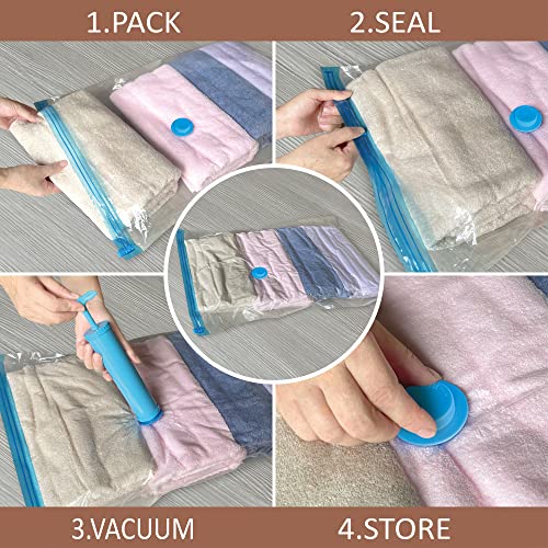 Vacuum Storage Bags, 10 Small Space Saver Bags Vacuum Seal/Sealer Bags with Pump for Clothes, Comforters, Blankets, Bedding