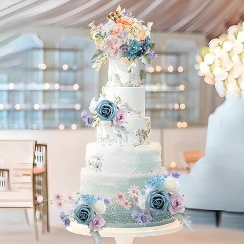 Garisey Artificial Flowers Combo for DIY Wedding Bouquets Combo Centerpieces Arrangements Party Bridal Baby Shower Home Decorations-Blush Pink