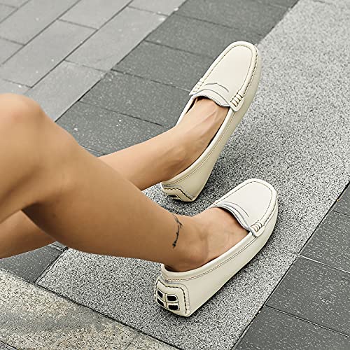 Artisure Women's Classic Handsewn Brown Genuine Leather Penny Loafers Driving Moccasins Casual Boat Shoes Slip On Fashion Office Comfort Flats 6.5 M US SKS-1221ZON065